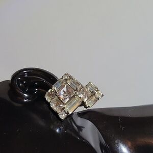Vintage - Weiss Rhinestone Silver Clip In Earrings